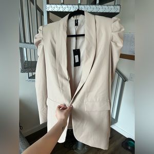 Venti6 Ruffled Shoulder Tan Blazer